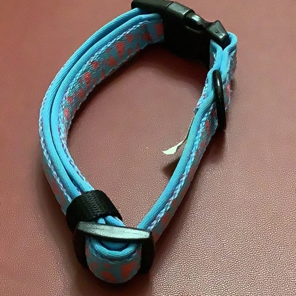 Blue/Pink Dog Collar with Adjustable Buckle Closure. New No Tag